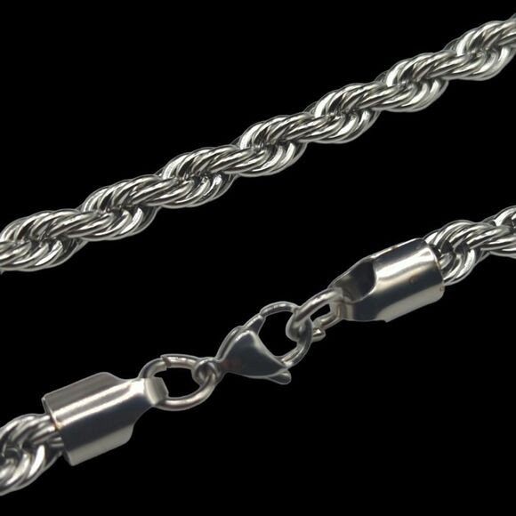 22" x 7mm 316L Stainless Steel Rope Chain. - Picture 7 of 7